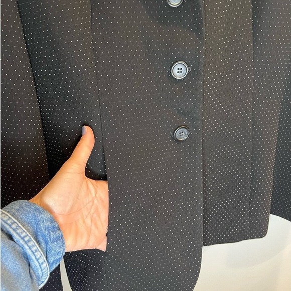 Talbots Womens Black White Micro PolkaDot 3 Button Blazer Jacket Size 14 Vintage - Picture 6 of 9